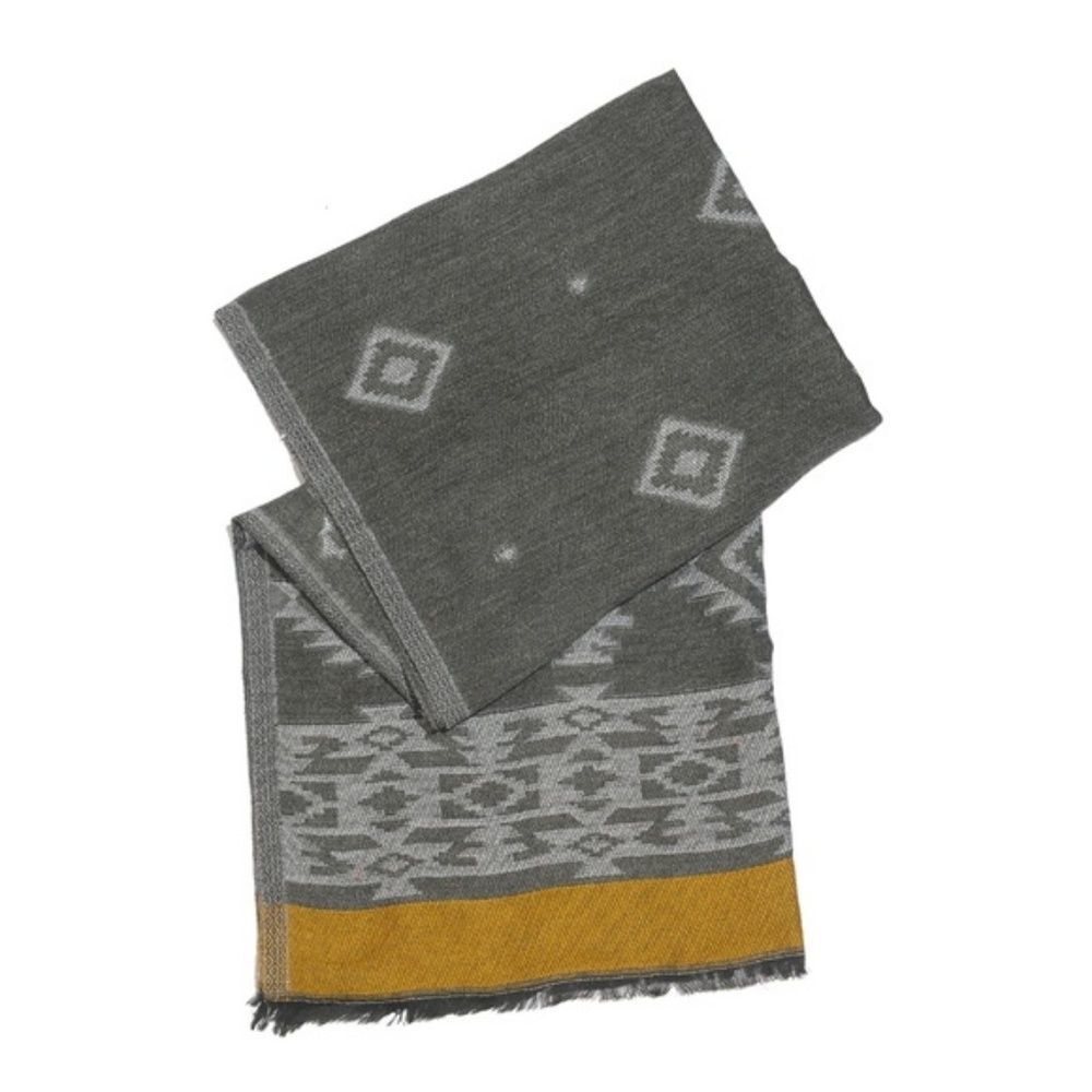 Scarf Aztec Pattern Graphite and Mustard Large - Picture 4 of 4